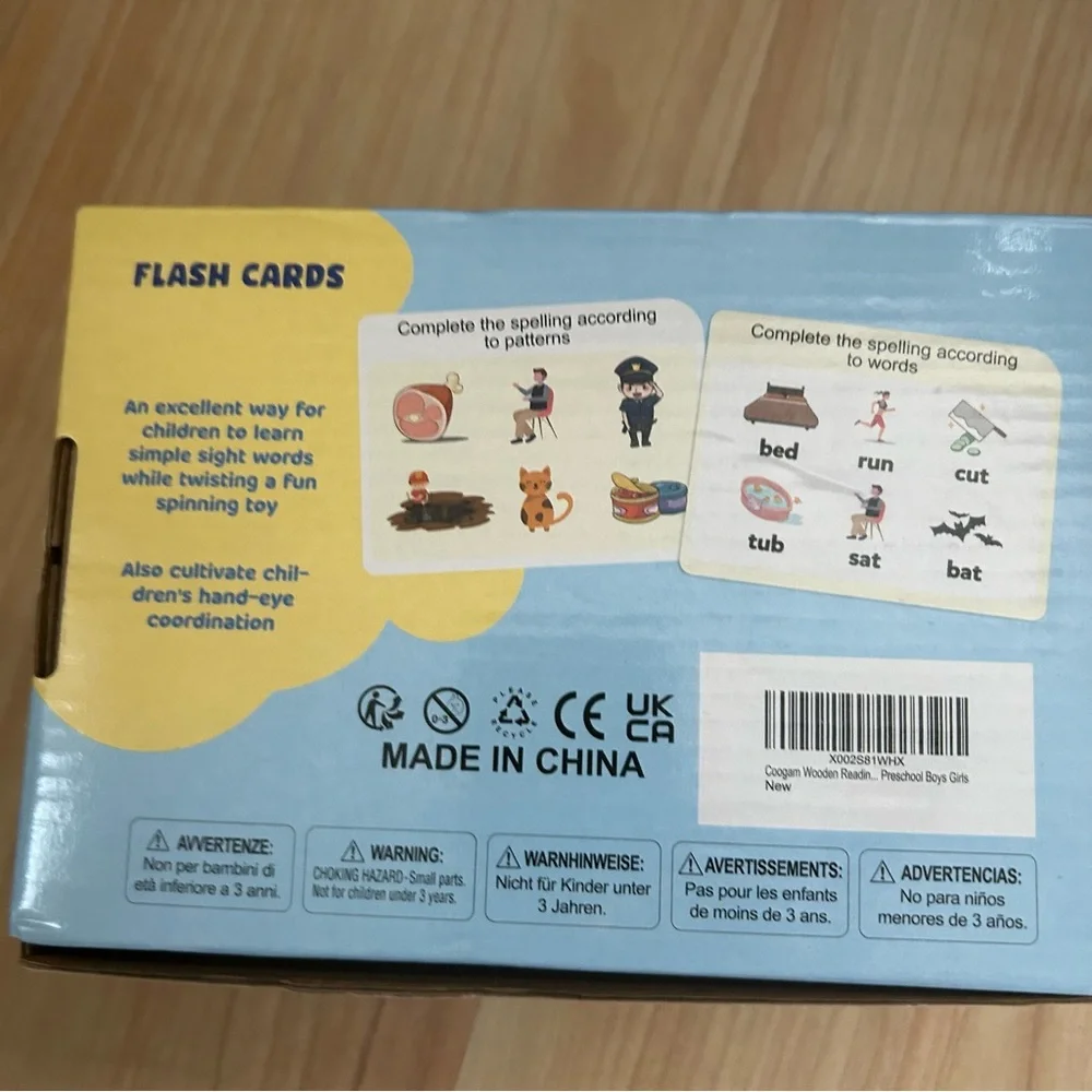 Coogam Wooden Reading Blocks Spelling Toy Sight Words Learning